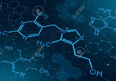 chemical structures on abstract background, concept of science and technology (3d render)
